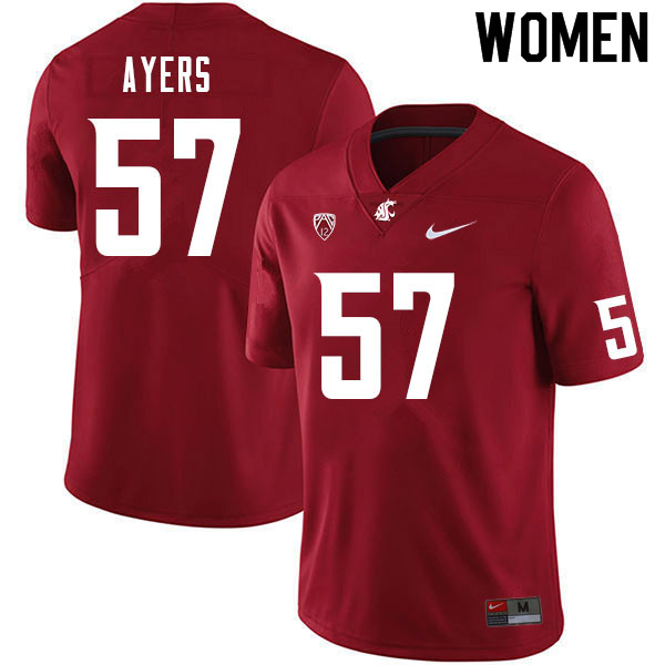 Women #57 Nick Ayers Washington State Cougars College Football Jerseys Sale-Crimson